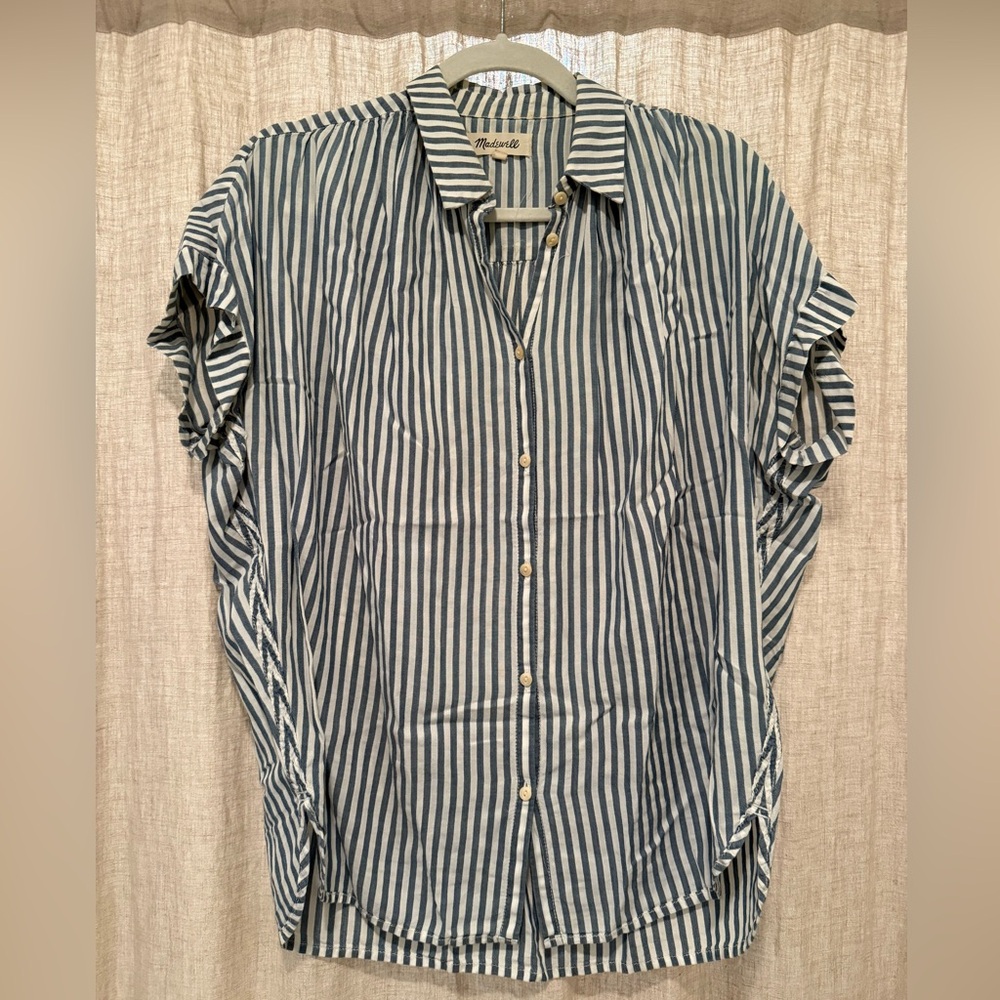 Madewell Blue and White Striped Blouse